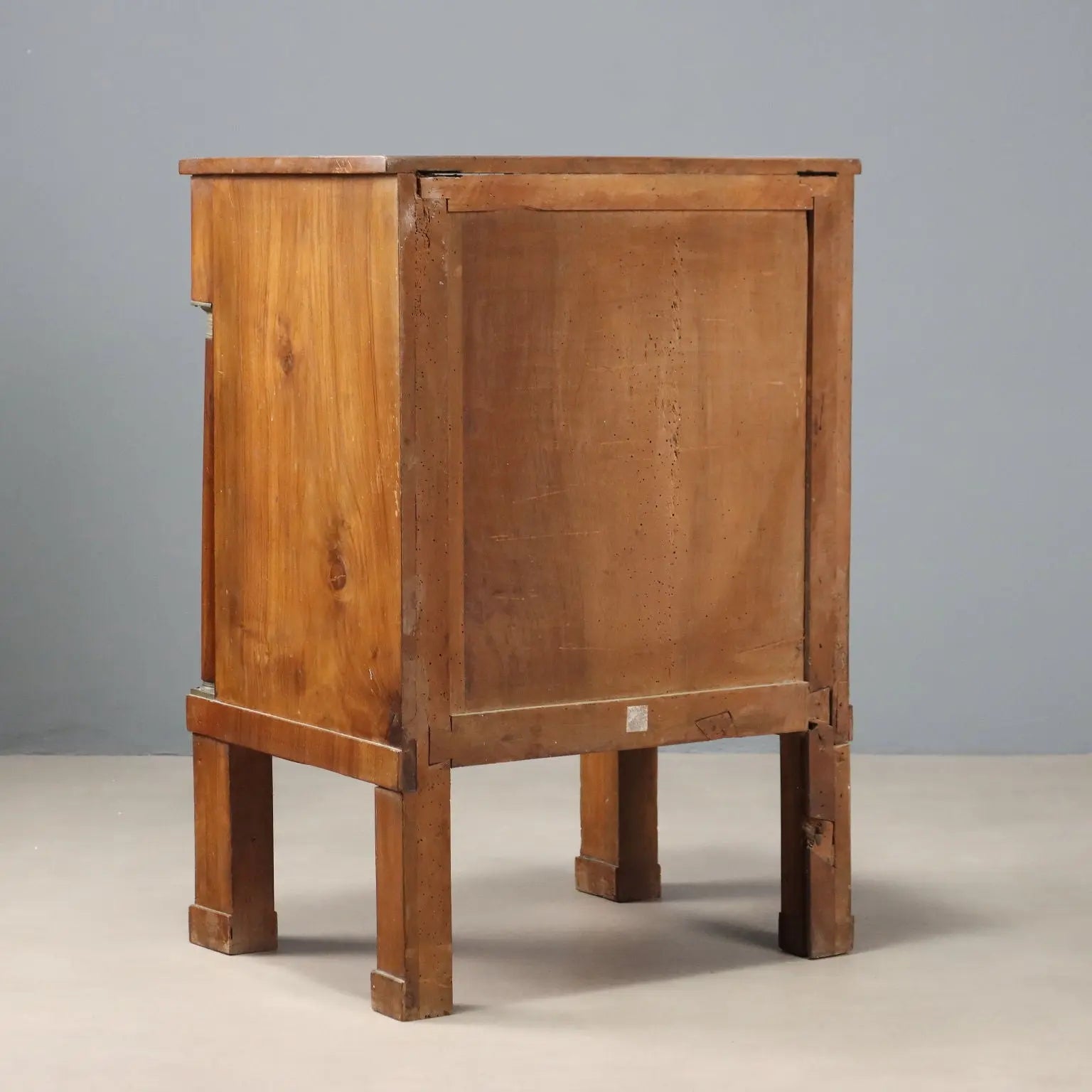 Antique Bedside Table Poplar Walnut Veneer XIX Century