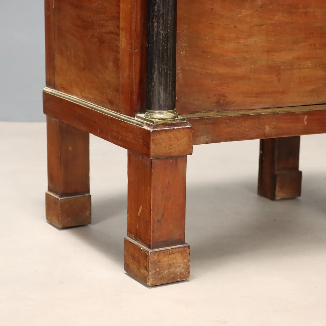 Antique Bedside Table Empire Walnut Drawer Italy XIX Century