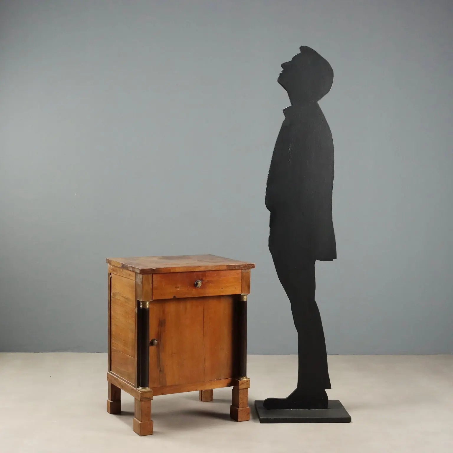 Antique Empire Bedside Table Walnut Bronze Italy XIX Century