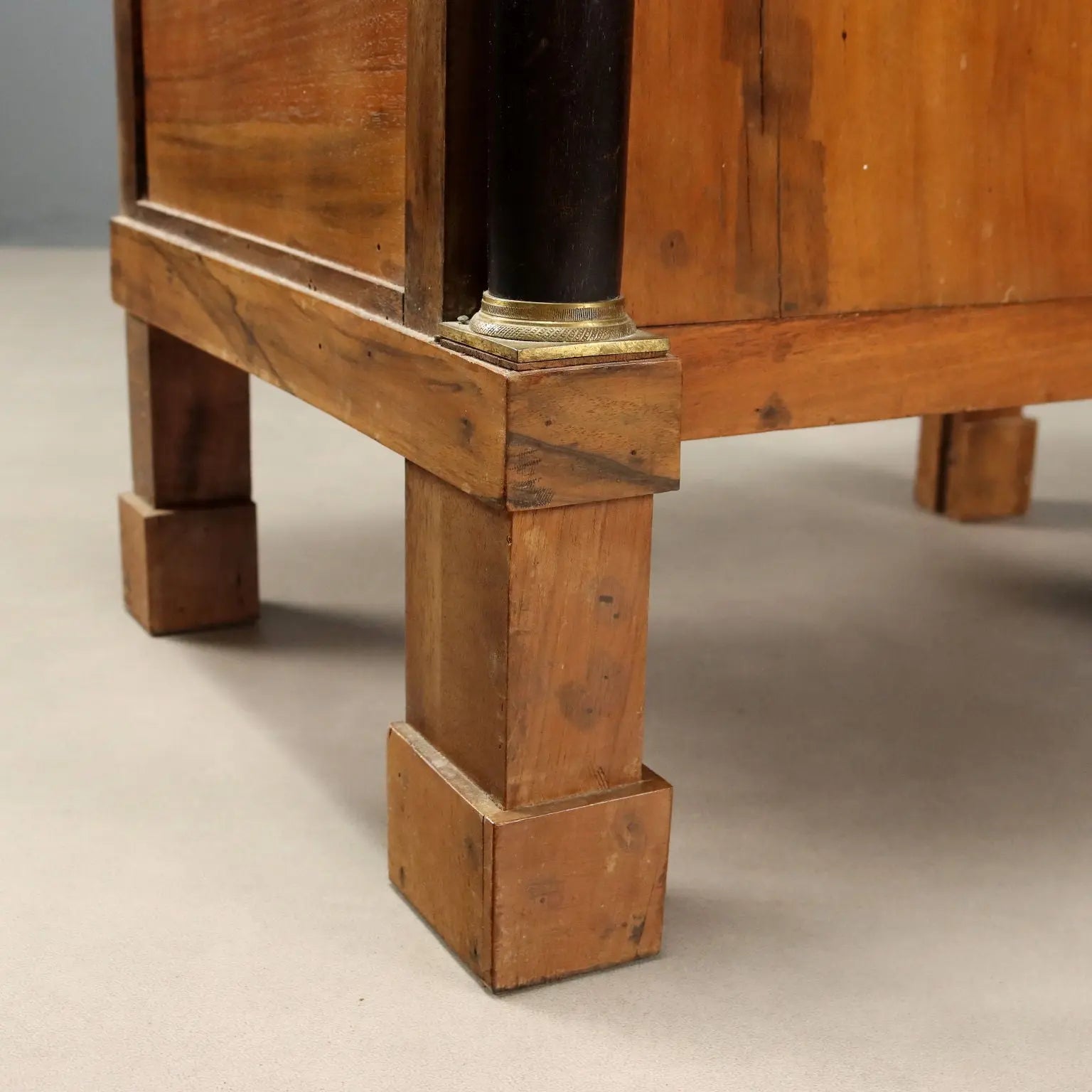 Antique Empire Bedside Table Walnut Bronze Italy XIX Century