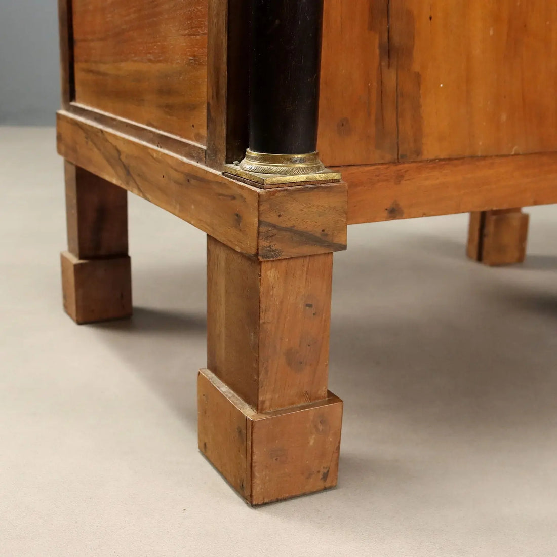 Antique Empire Bedside Table Walnut Bronze Italy XIX Century