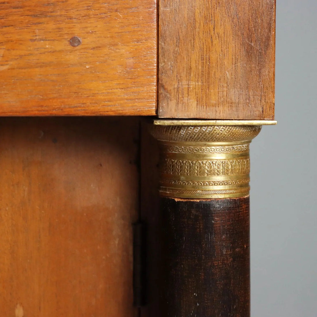 Antique Empire Bedside Table Walnut Bronze Italy XIX Century