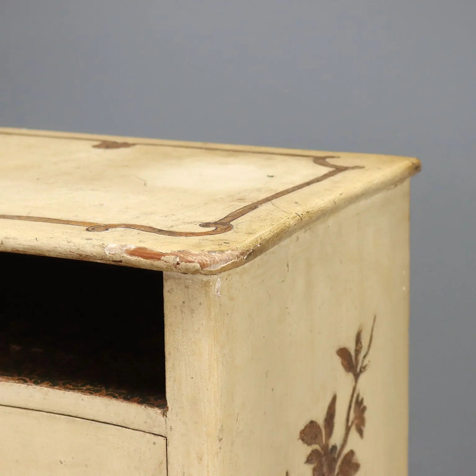 Antique Bedside Tables Baroque Style Carved Wood XIX Century