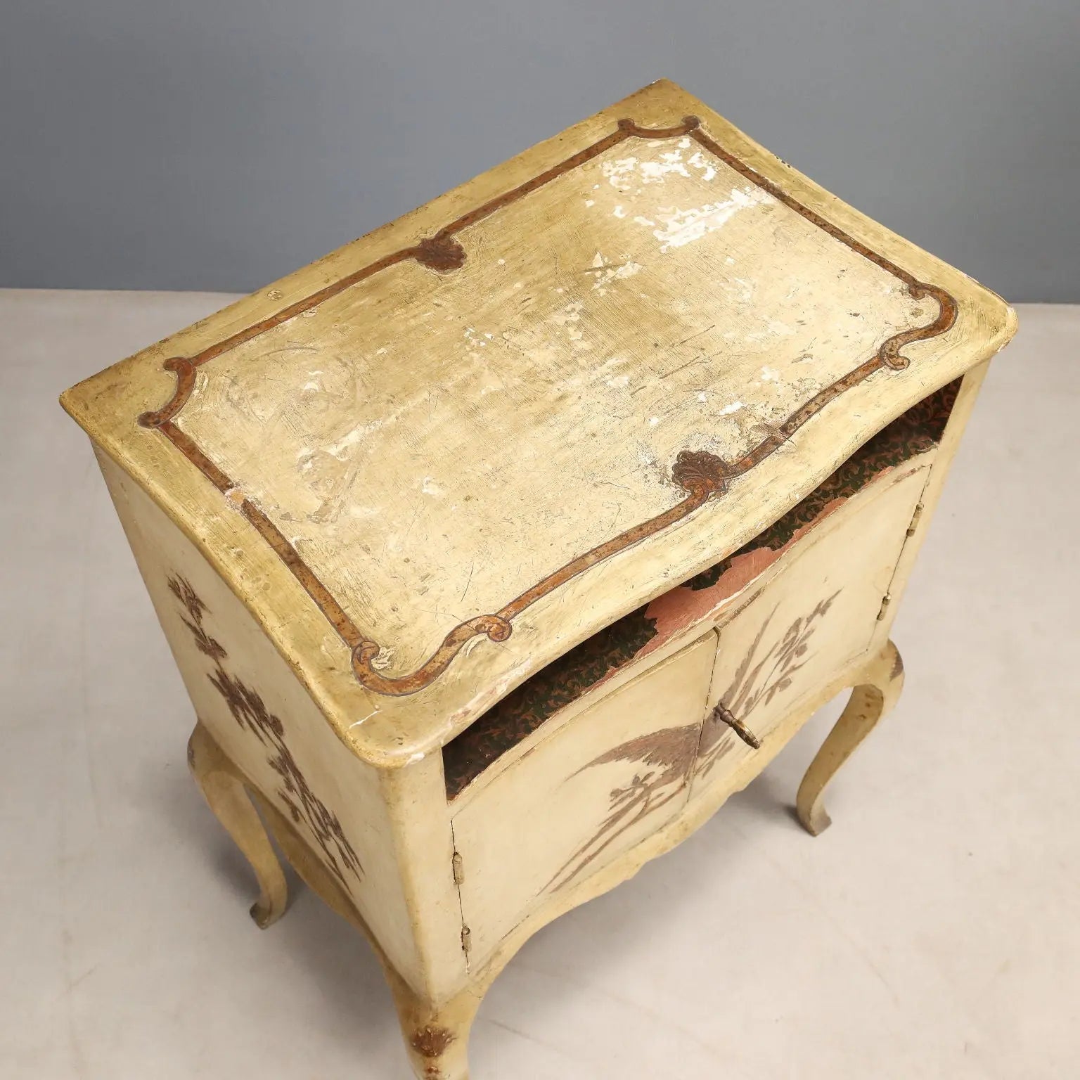 Antique Bedside Tables Baroque Style Carved Wood XIX Century