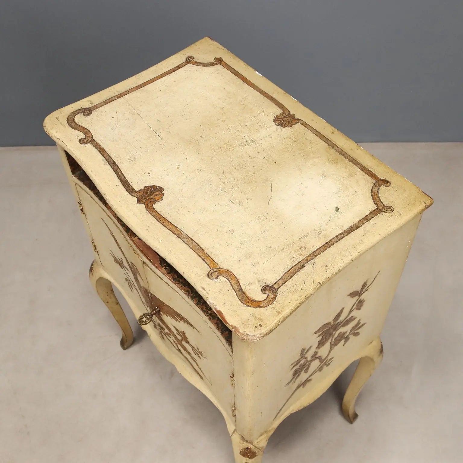 Antique Bedside Tables Baroque Style Carved Wood XIX Century