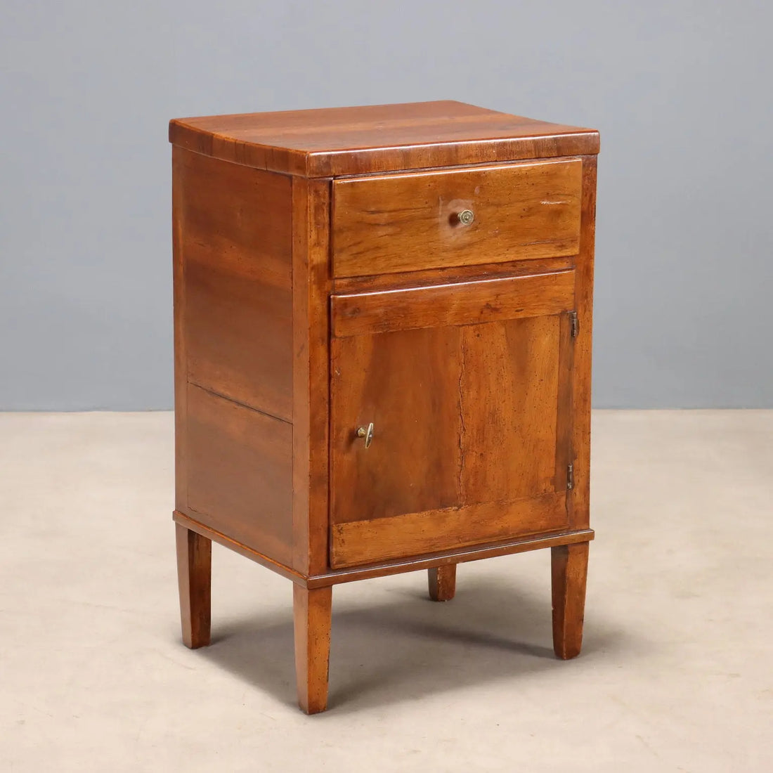 Antique Bedside Table Directoire Walnut Bronze XIX Century