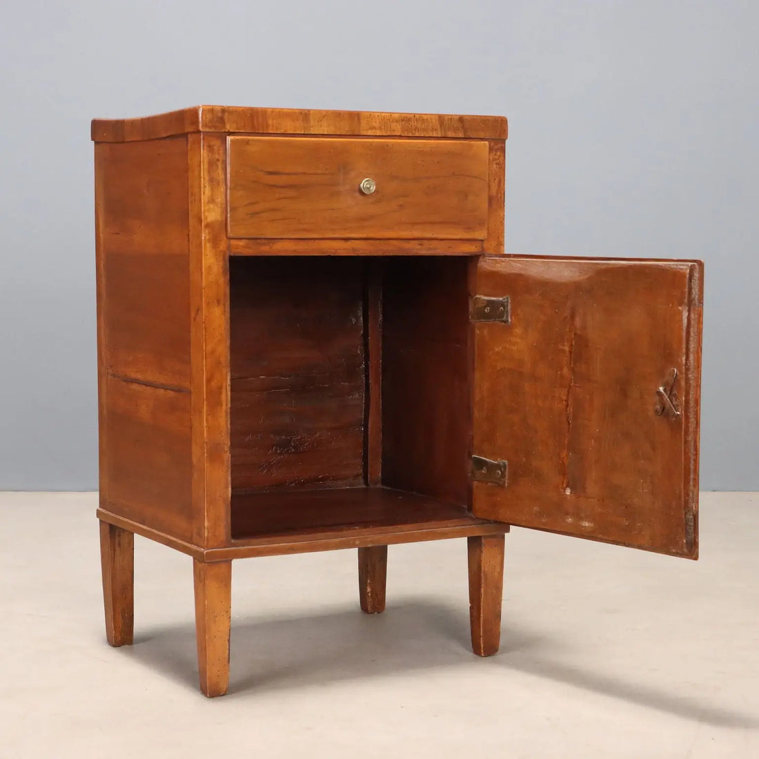 Antique Bedside Table Directoire Walnut Bronze XIX Century