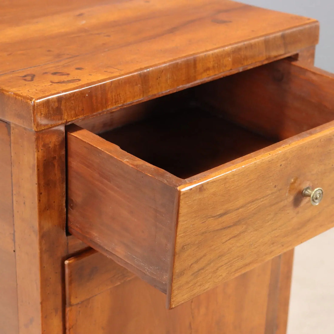 Antique Bedside Table Directoire Walnut Bronze XIX Century
