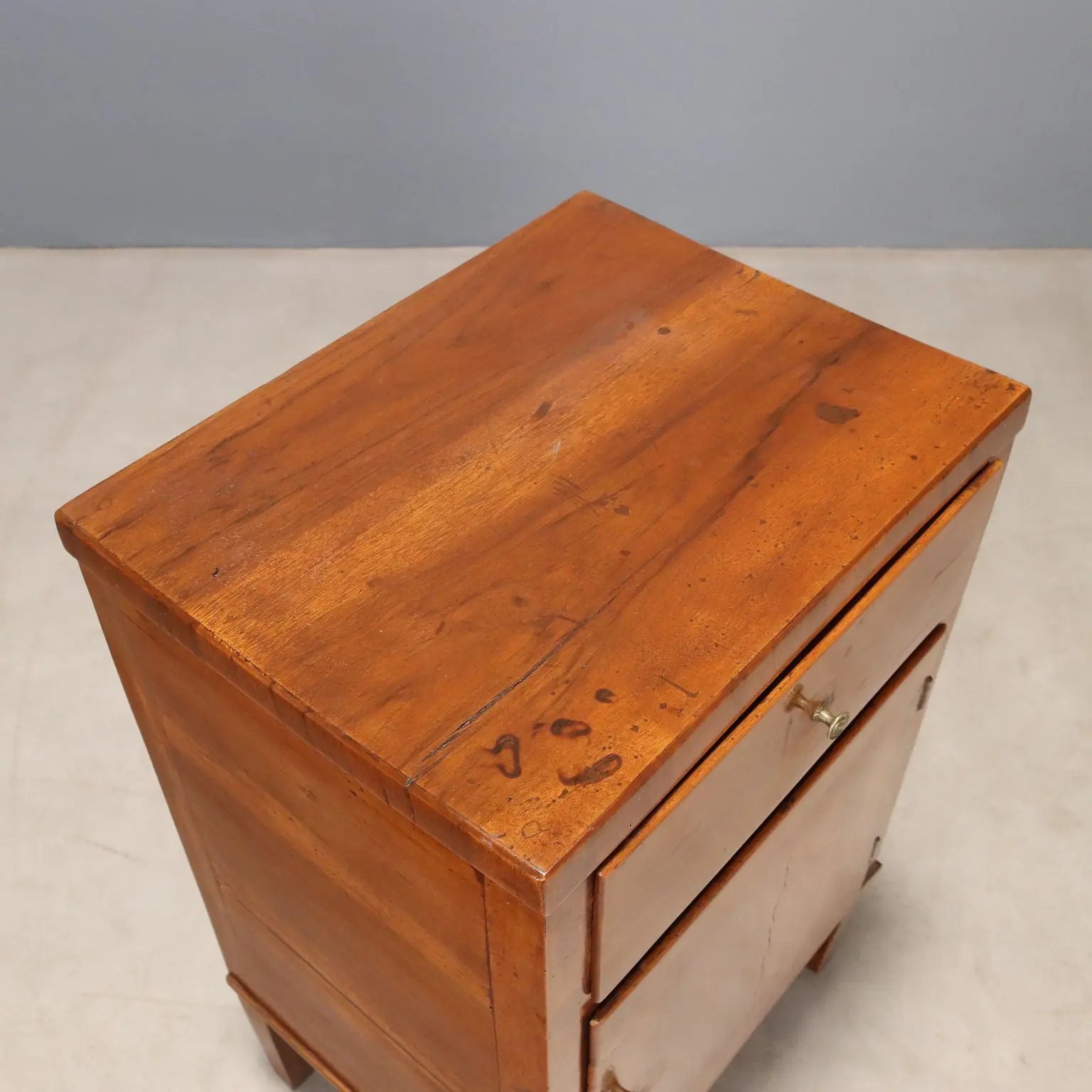 Antique Bedside Table Directoire Walnut Bronze XIX Century