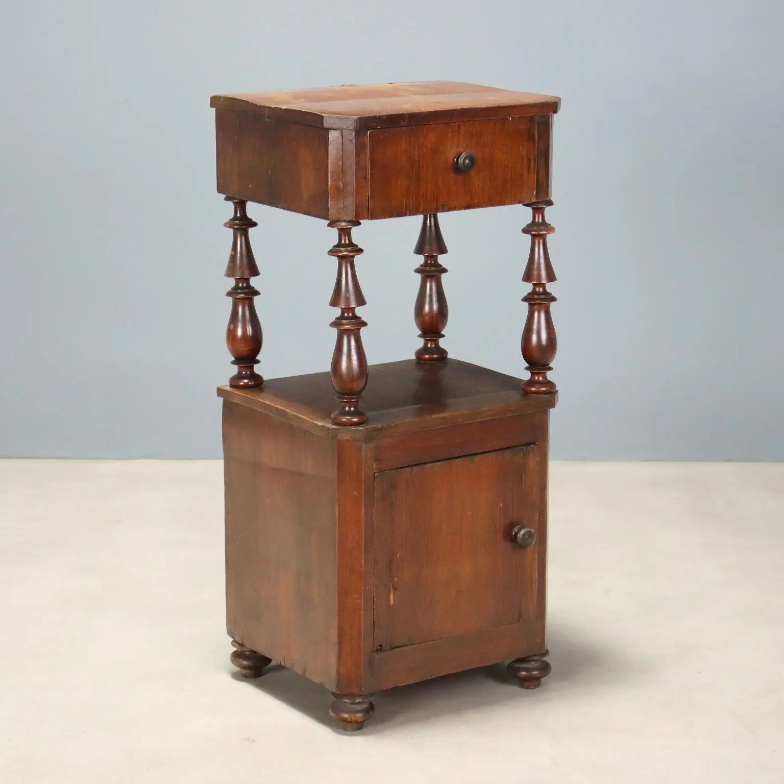 Antique Bedside Table Louis Philippe Walnut Italy XIX Century
