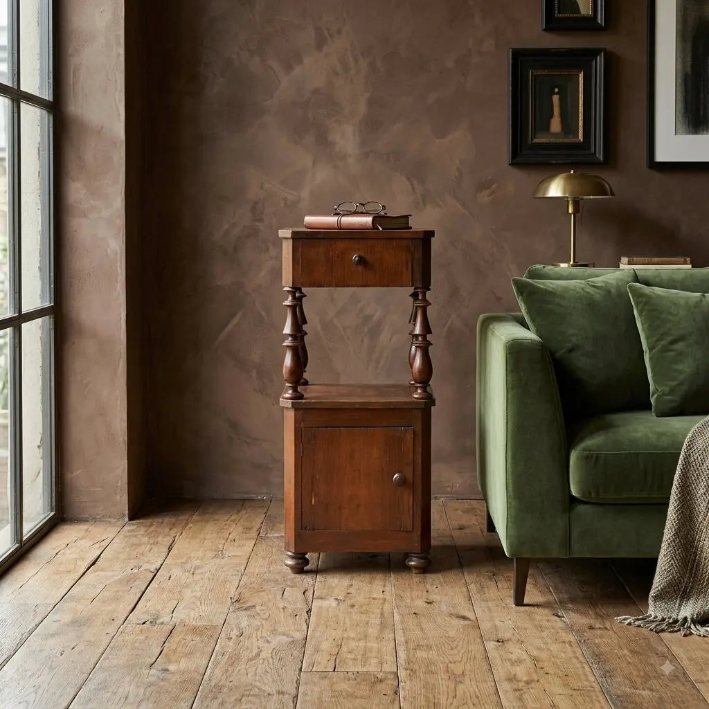 Antique Bedside Table Louis Philippe Walnut Italy XIX Century