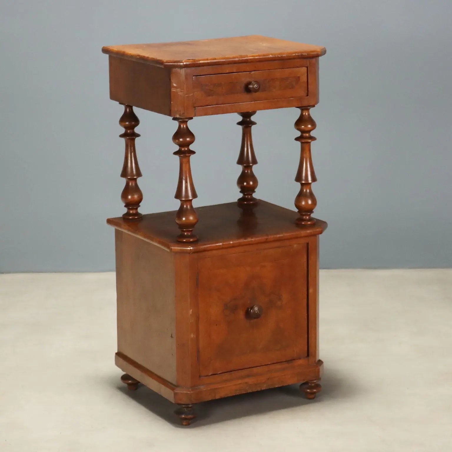 Antique Nightstand Louis Philippe Walnut Italy XIX Century