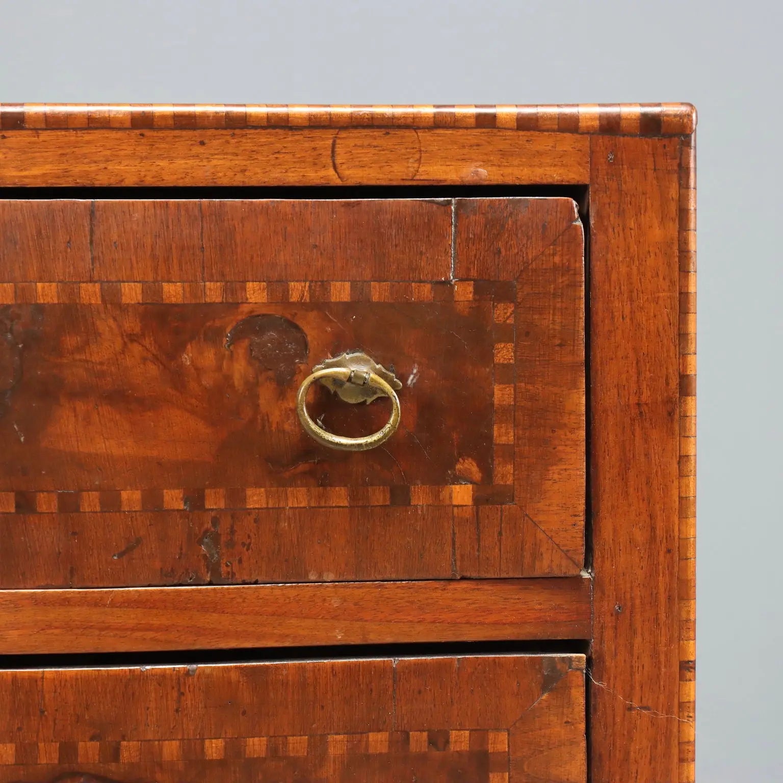 Pair Barocchetto Style Walnut and Maple Nightstands