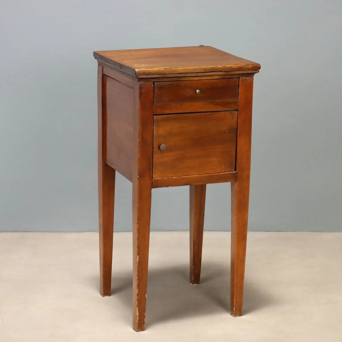 Antique Nightstand Directoire Walnut with Drawer XIX Century