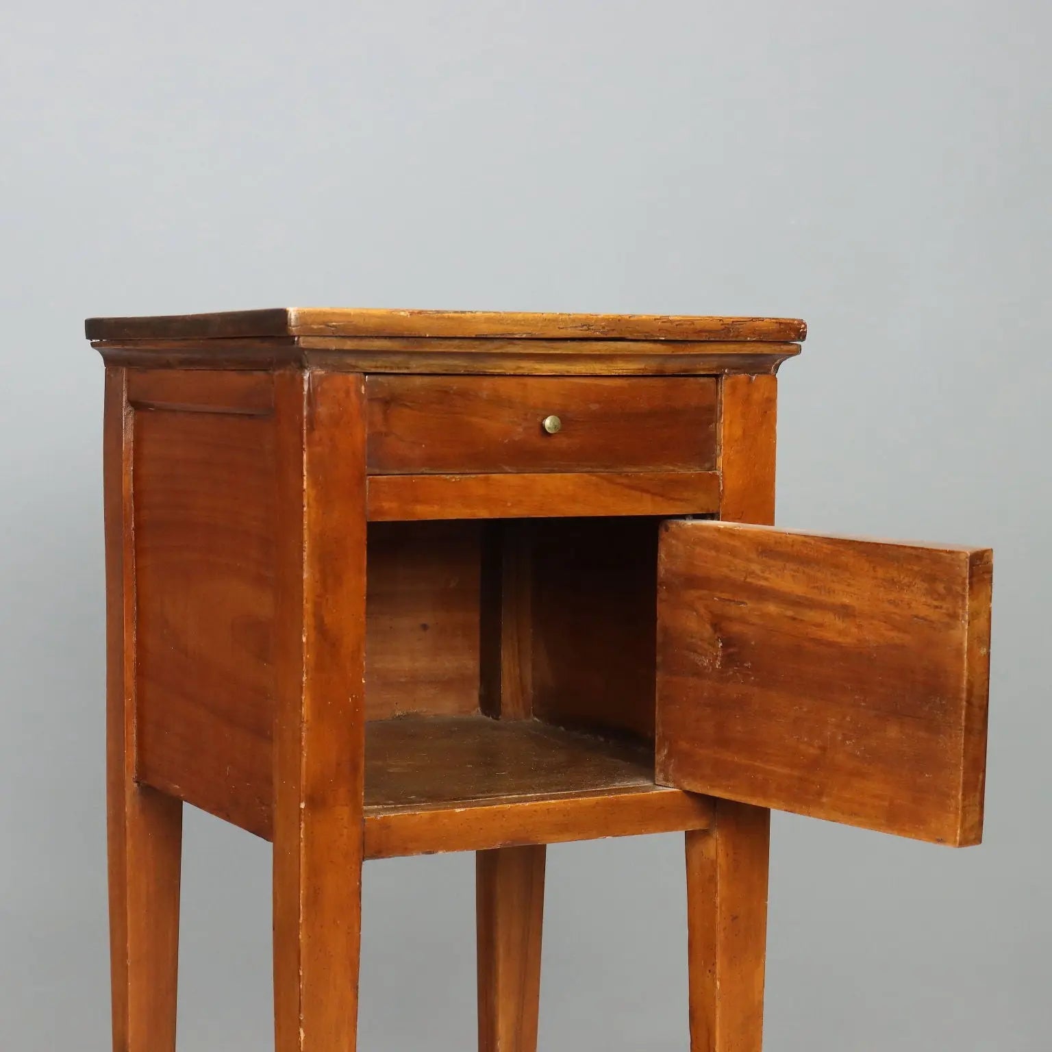 Antique Nightstand Directoire Walnut with Drawer XIX Century