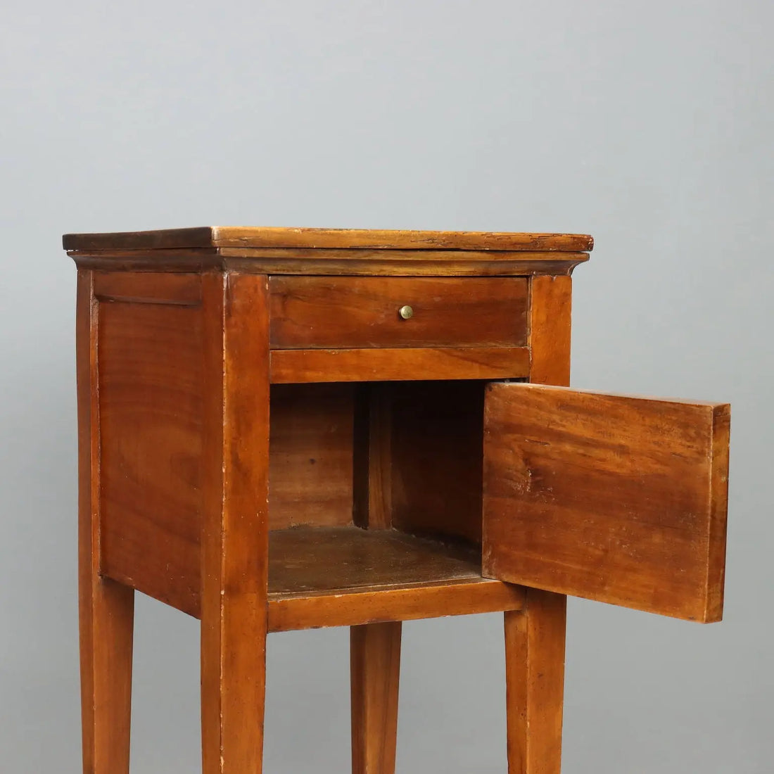 Antique Nightstand Directoire Walnut with Drawer XIX Century