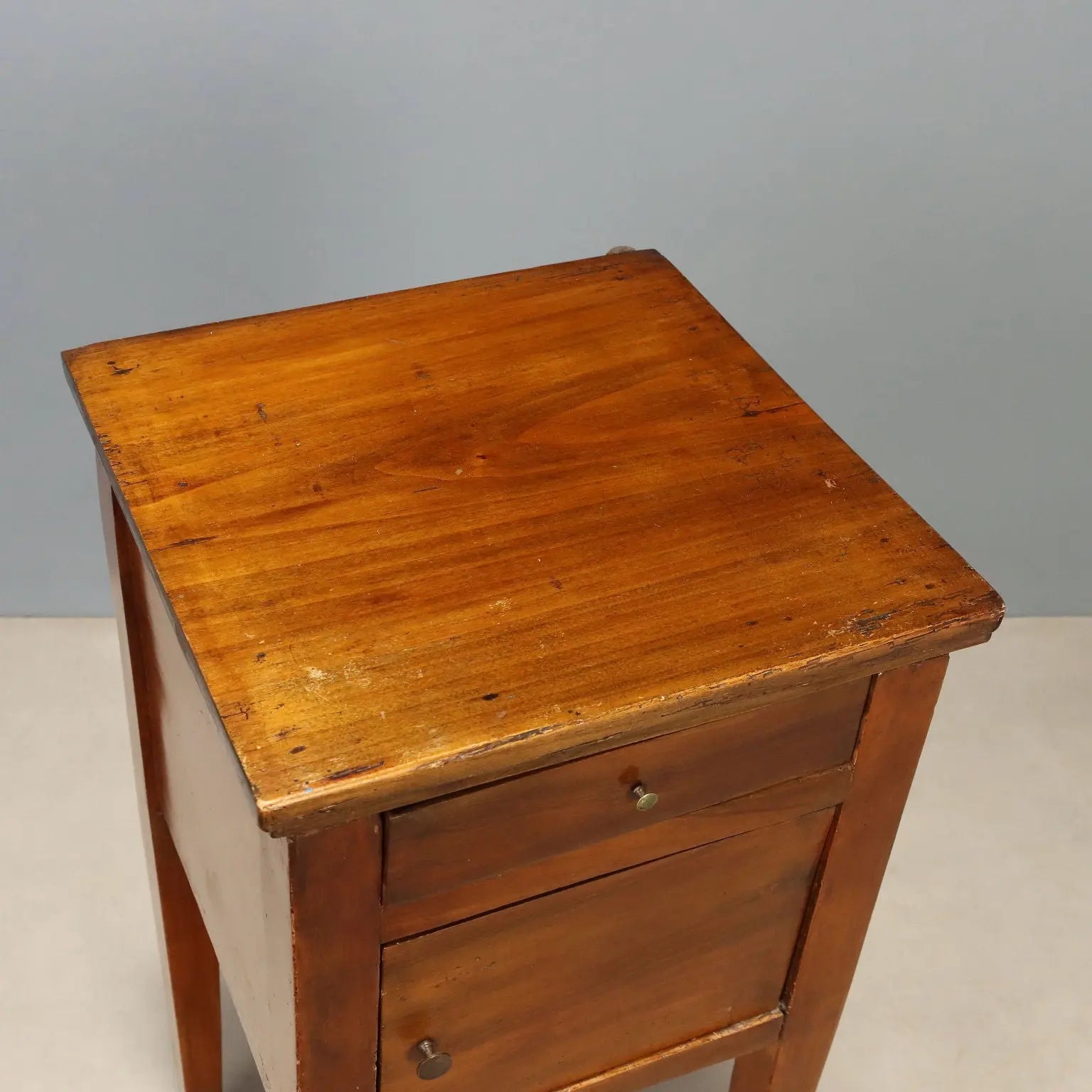 Antique Nightstand Directoire Walnut with Drawer XIX Century