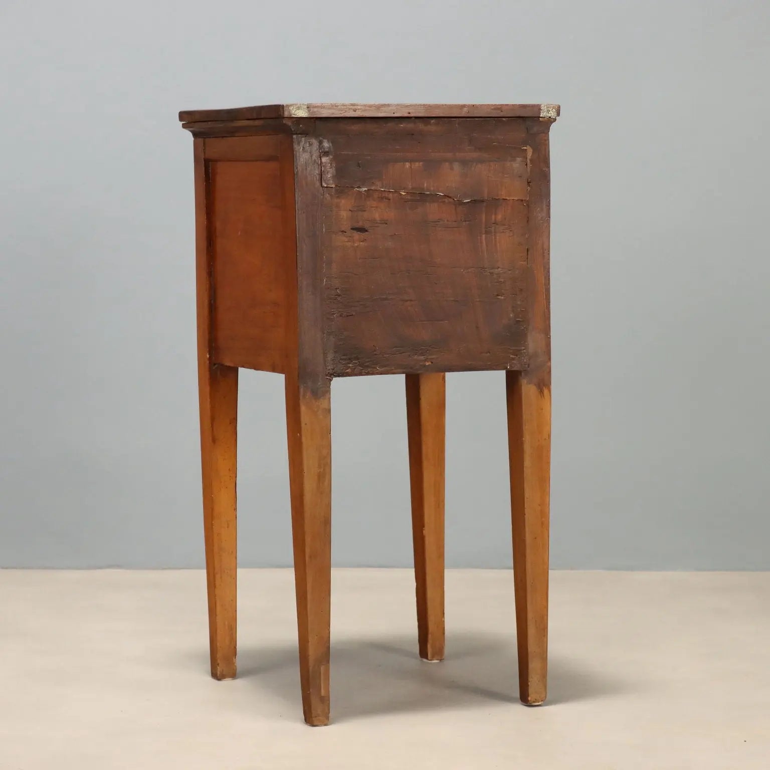 Antique Nightstand Directoire Walnut with Drawer XIX Century