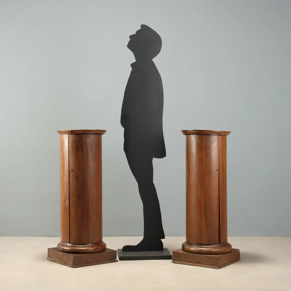 Antique Bedside Tables Column Shaped Walnut Italy XIX Century