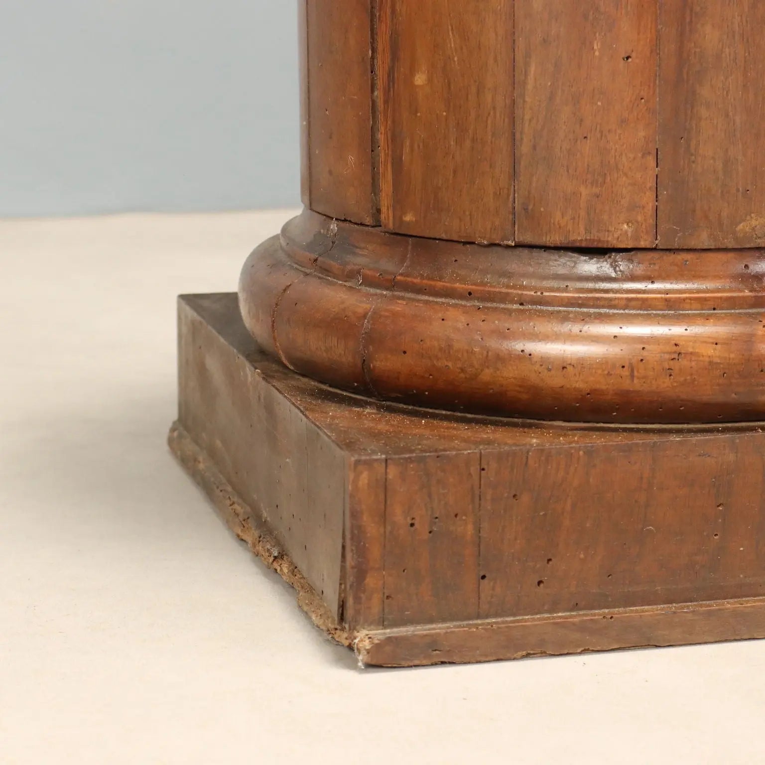 Antique Bedside Tables Column Shaped Walnut Italy XIX Century
