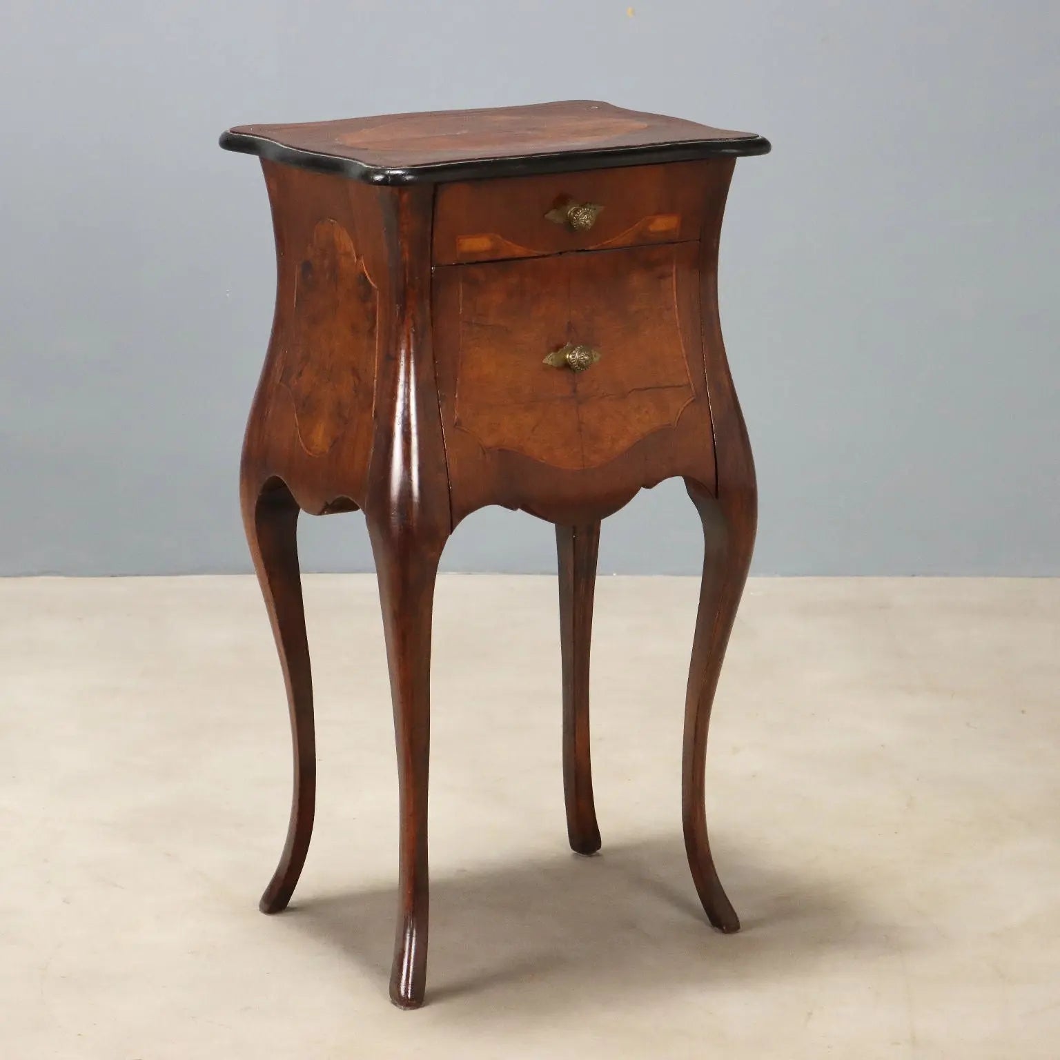 Barocchetto Walnut Nightstand, 19th Century Italy