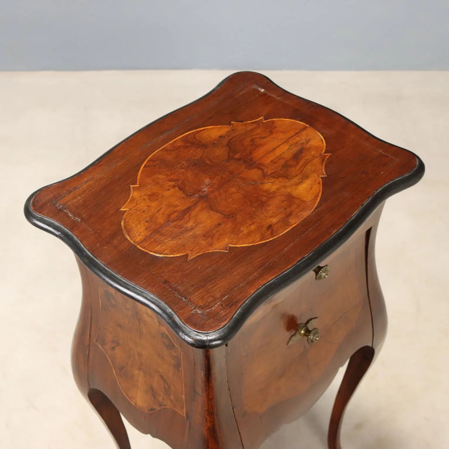 Barocchetto Walnut Nightstand, 19th Century Italy