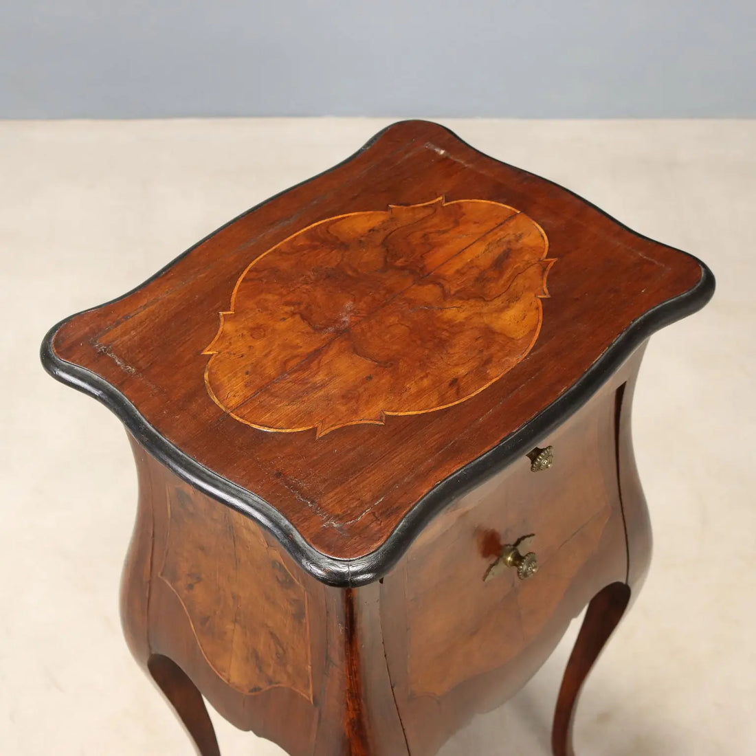 Barocchetto Walnut Nightstand, 19th Century Italy