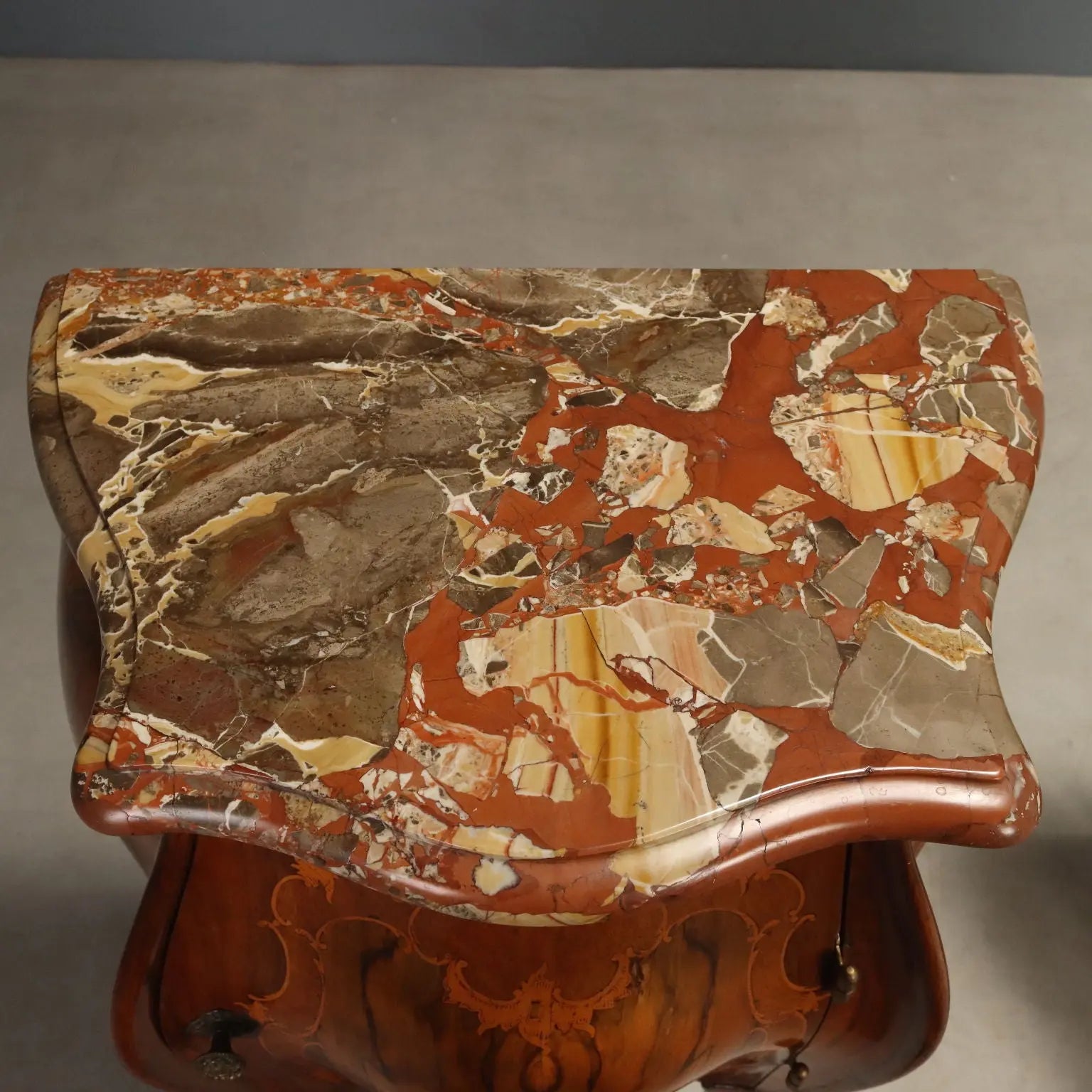 Antique Nightstands Baroque Walnut Marble Italy XX Century