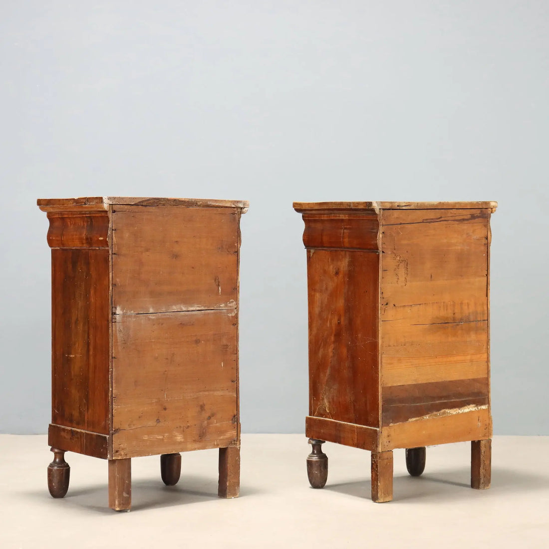 Antique Bedside Tables Louis Philippe Walnut Fir Italy XIX Century