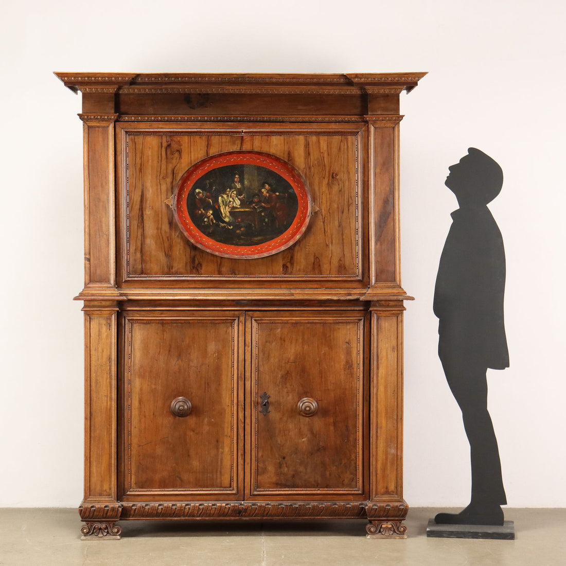 Ancient Neo-Renaissance Cupboard Italy '900 Walnut Flap Painted Olive - Italy, Early XX Century | Antiques  Cupboards