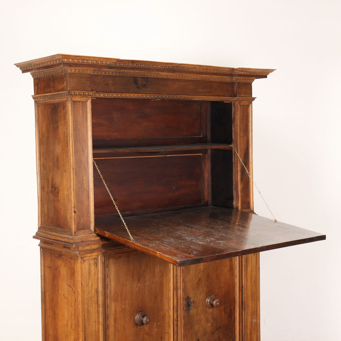 Ancient Neo-Renaissance Cupboard Italy '900 Walnut Flap Painted Olive - Italy, Early XX Century | Antiques  Cupboards