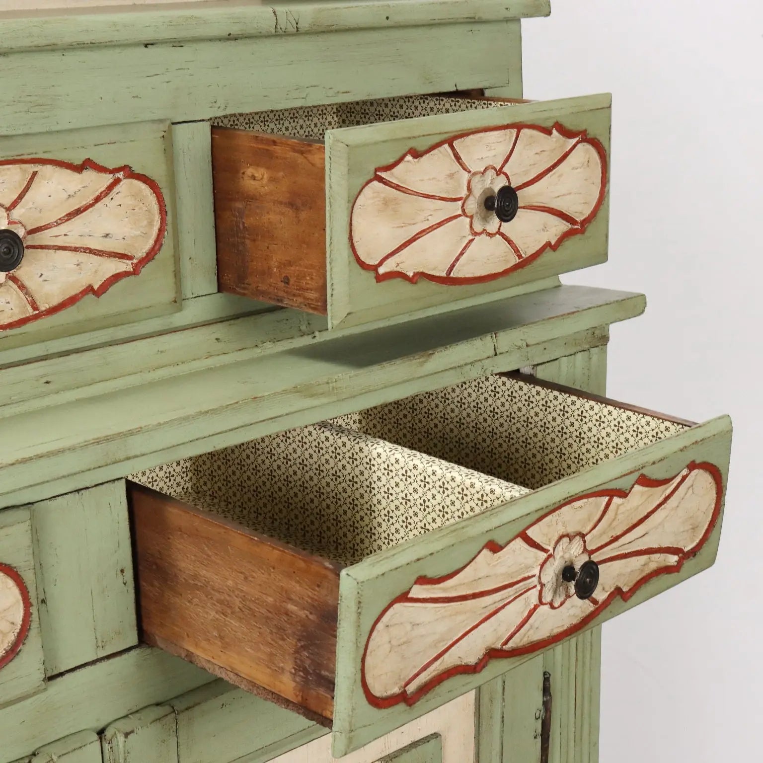 Ancien Double Top Cupboard Baroque Fir Italy XX Century - Italy, XX Century | Antiques | Cupboards