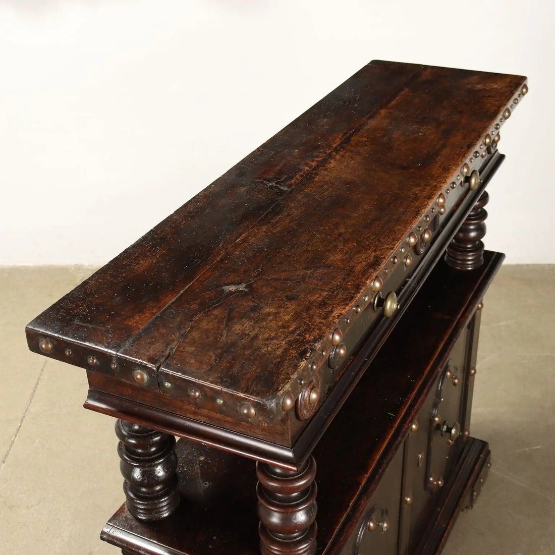 Baroque-Style Walnut and Metal Sideboard