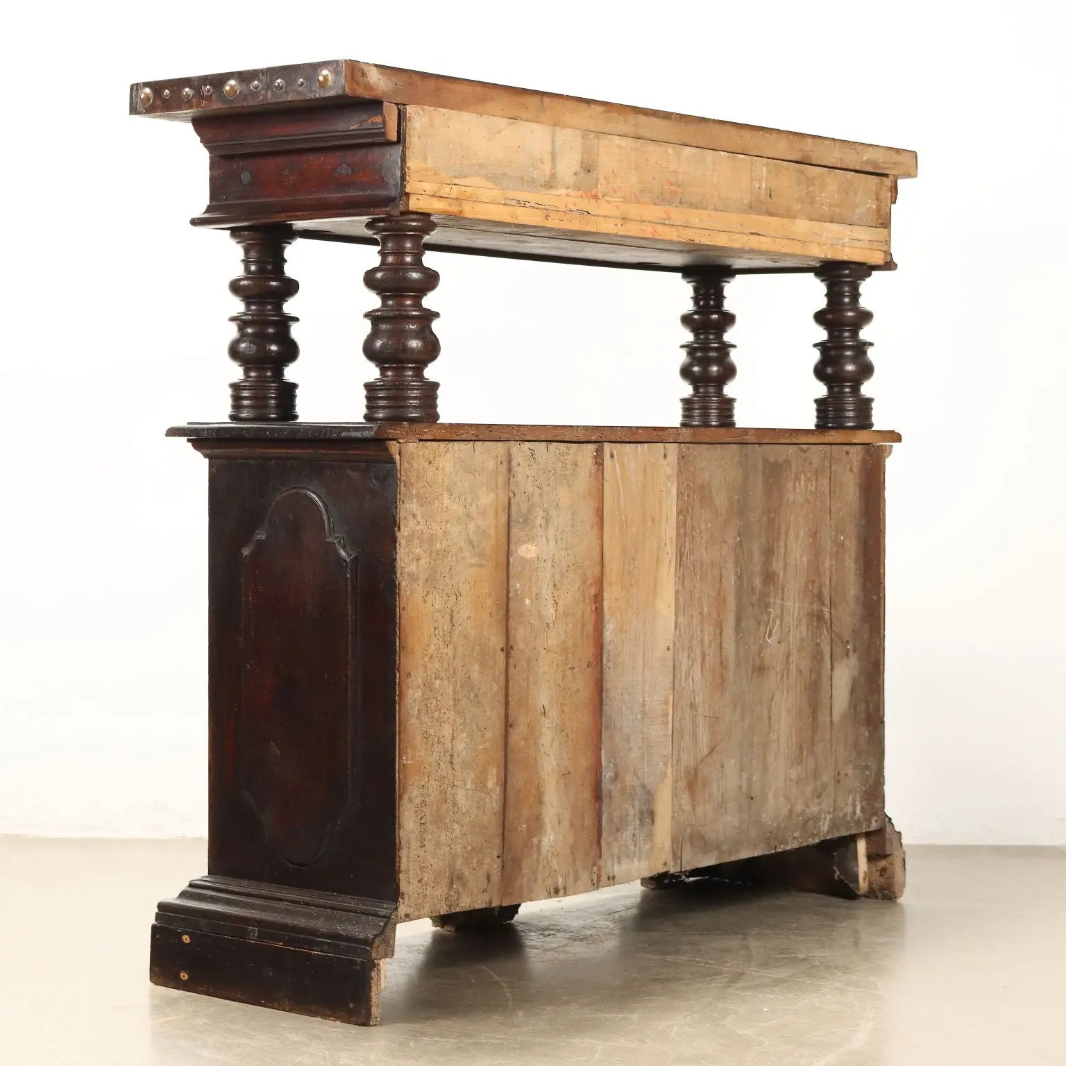 Baroque-Style Walnut and Metal Sideboard