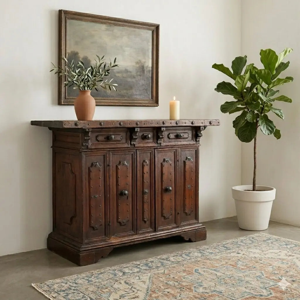 Emilian Baroque Sideboard in Elm - Early 18th Century