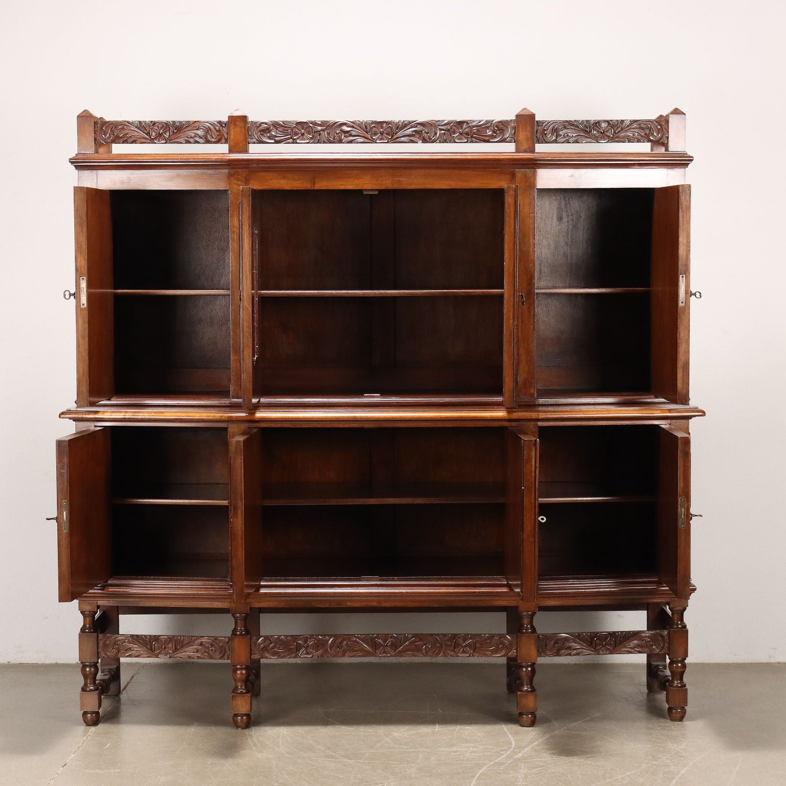 Antique Cupboard with Double Top Mahogany Italy XX Century - Italy, XX Century | Antiques  Cupboards