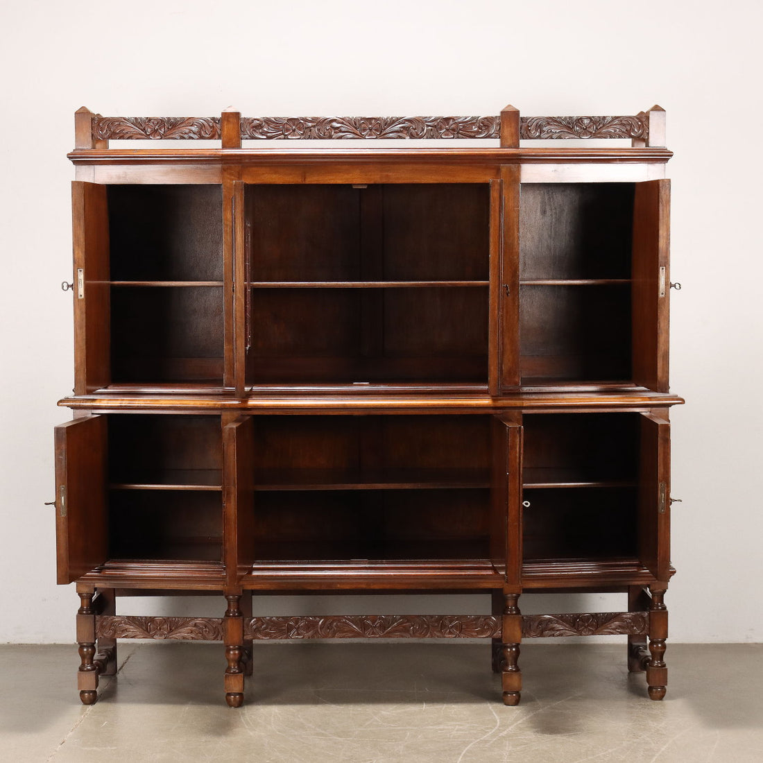 Antique Cupboard with Double Top Mahogany Italy XX Century - Italy, XX Century | Antiques  Cupboards