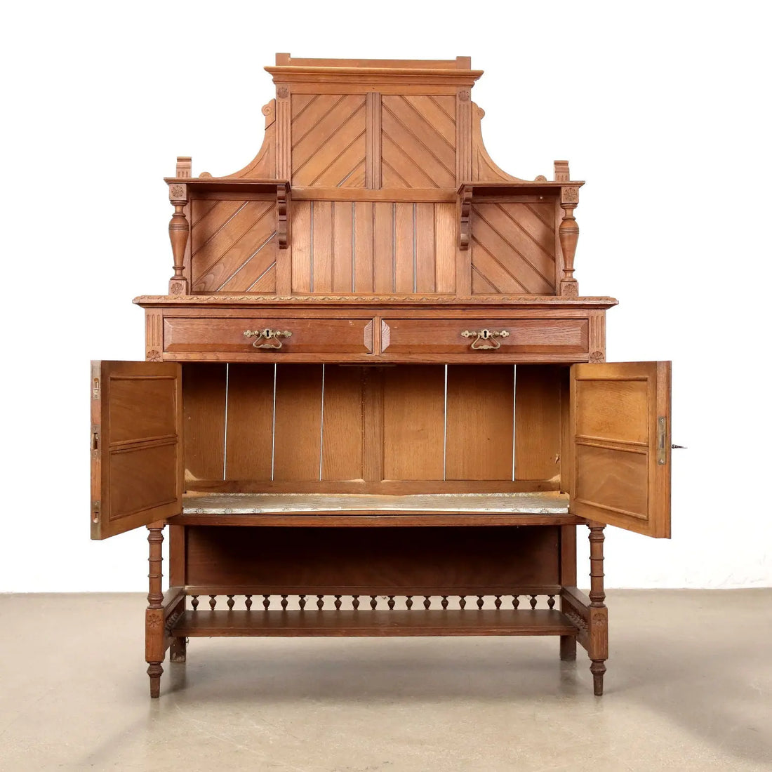 Antique Showcase Art Nouveau Oak 2 Drawers Italy XX Century - Italy, Early XX Century | Antiques | Cupboards