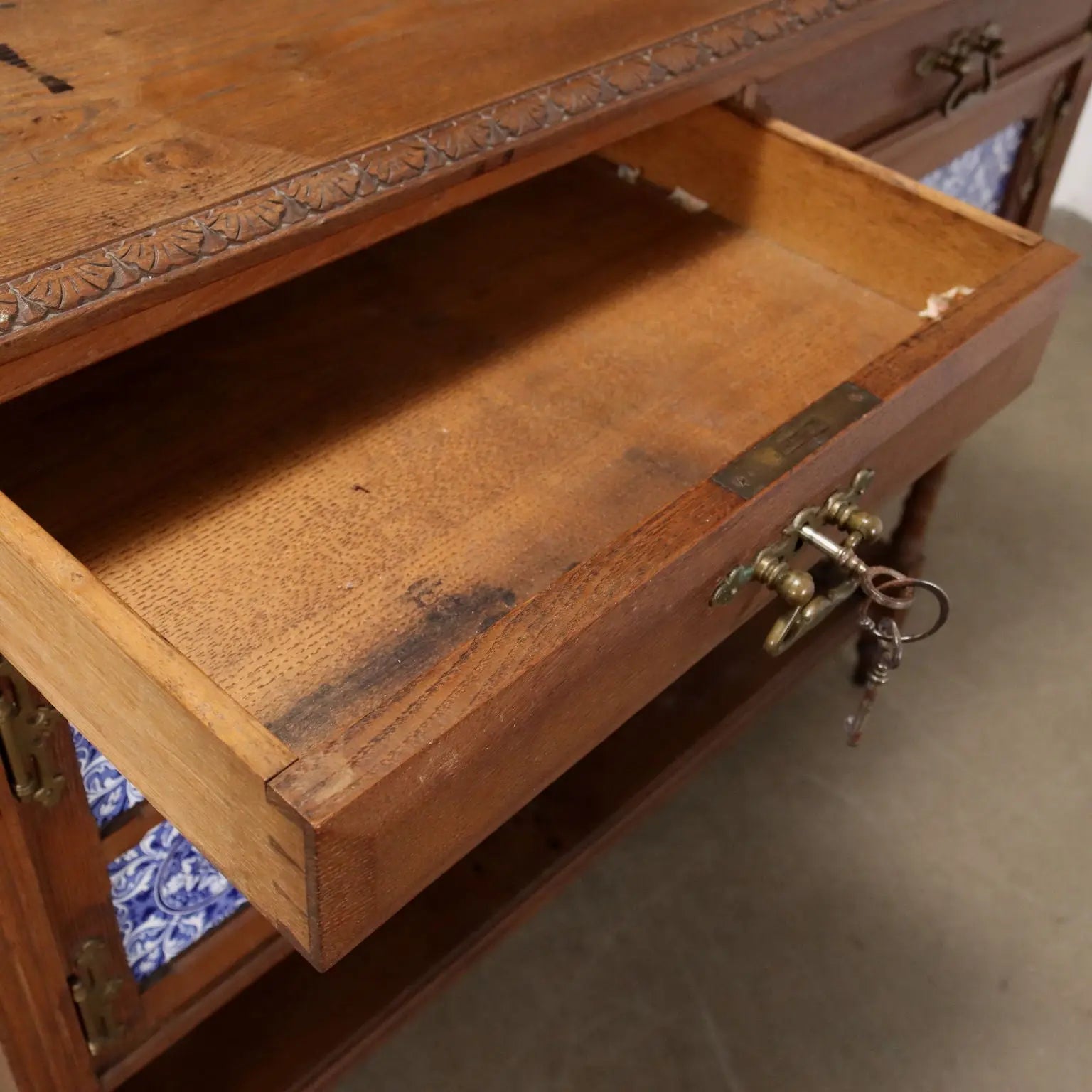 Antique Cupboard Art Nouveau Oak 2 Drawers XX Century - Italy, Early XX Century | Antiques | Cupboards