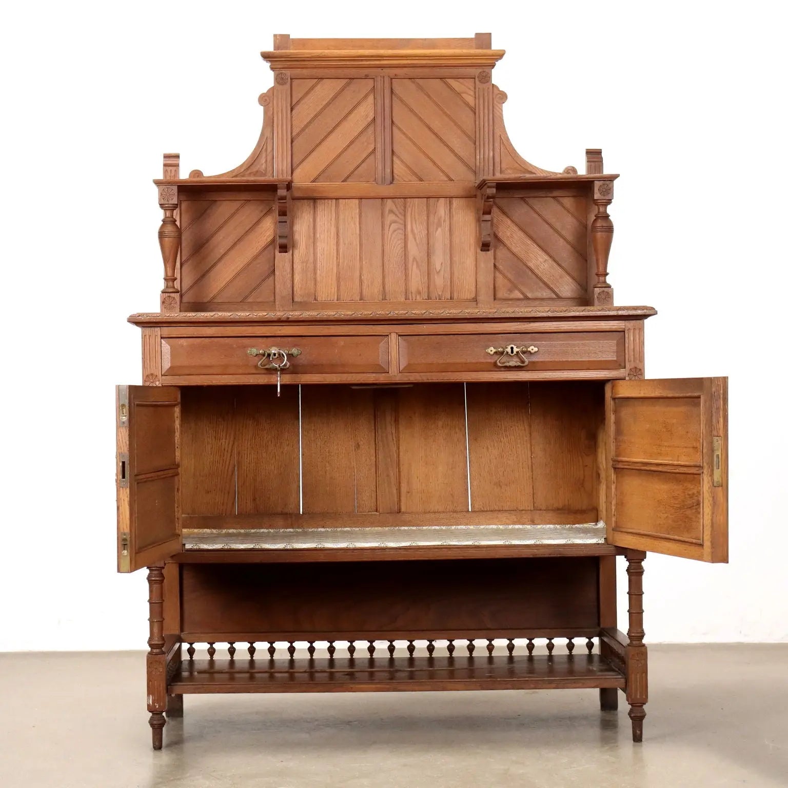 Antique Cupboard Art Nouveau Oak 2 Drawers XX Century - Italy, Early XX Century | Antiques | Cupboards