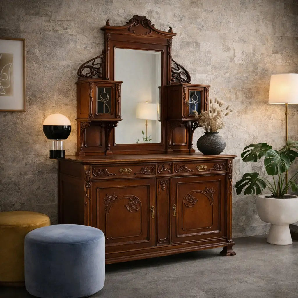 Antique Cupboard Art Nouveau Walnut Decorations Italy XIX Century - Italy, Late XIX - Early XX Century | Antiques | Cupboards