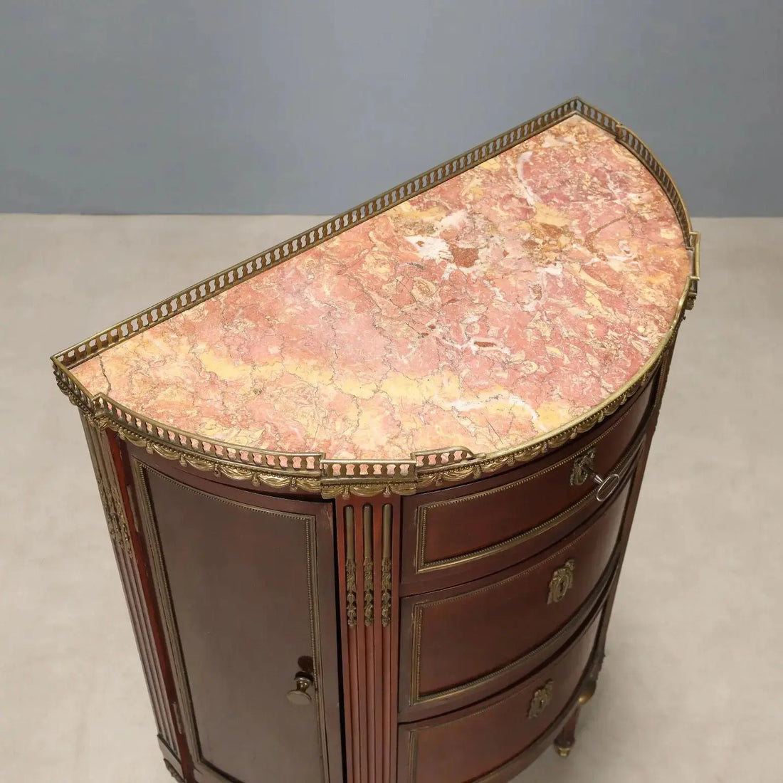 Demi Lune Mahogany and Bronze Sideboard 19th Century