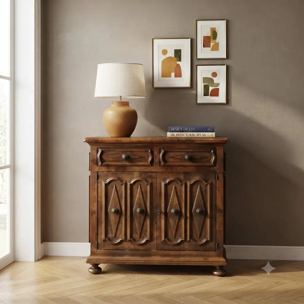 Baroque Walnut Sideboard - Italy, Mid 20th Century