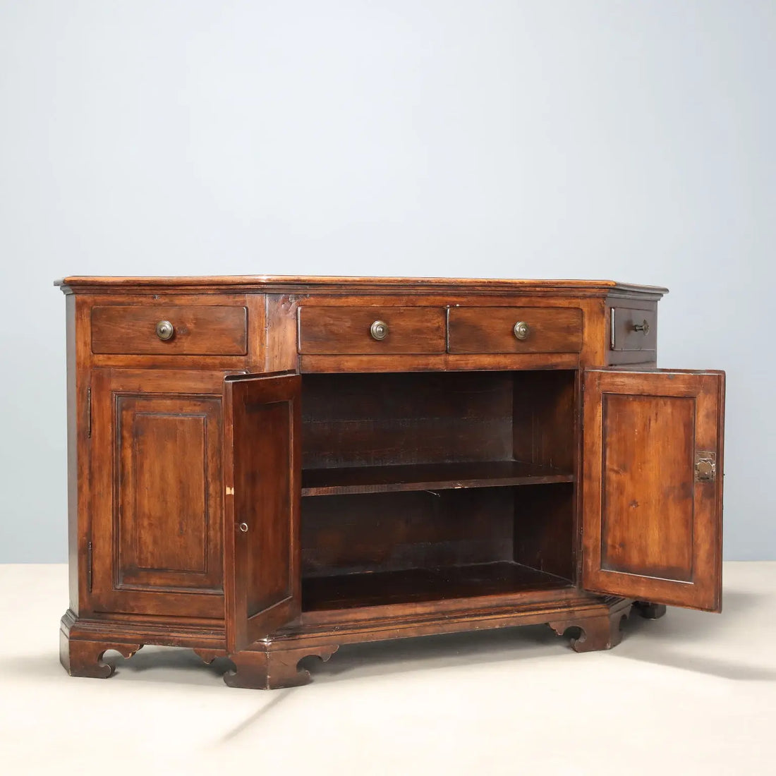 Antique Cupboard Walnut Painted Beech Italy XX Century