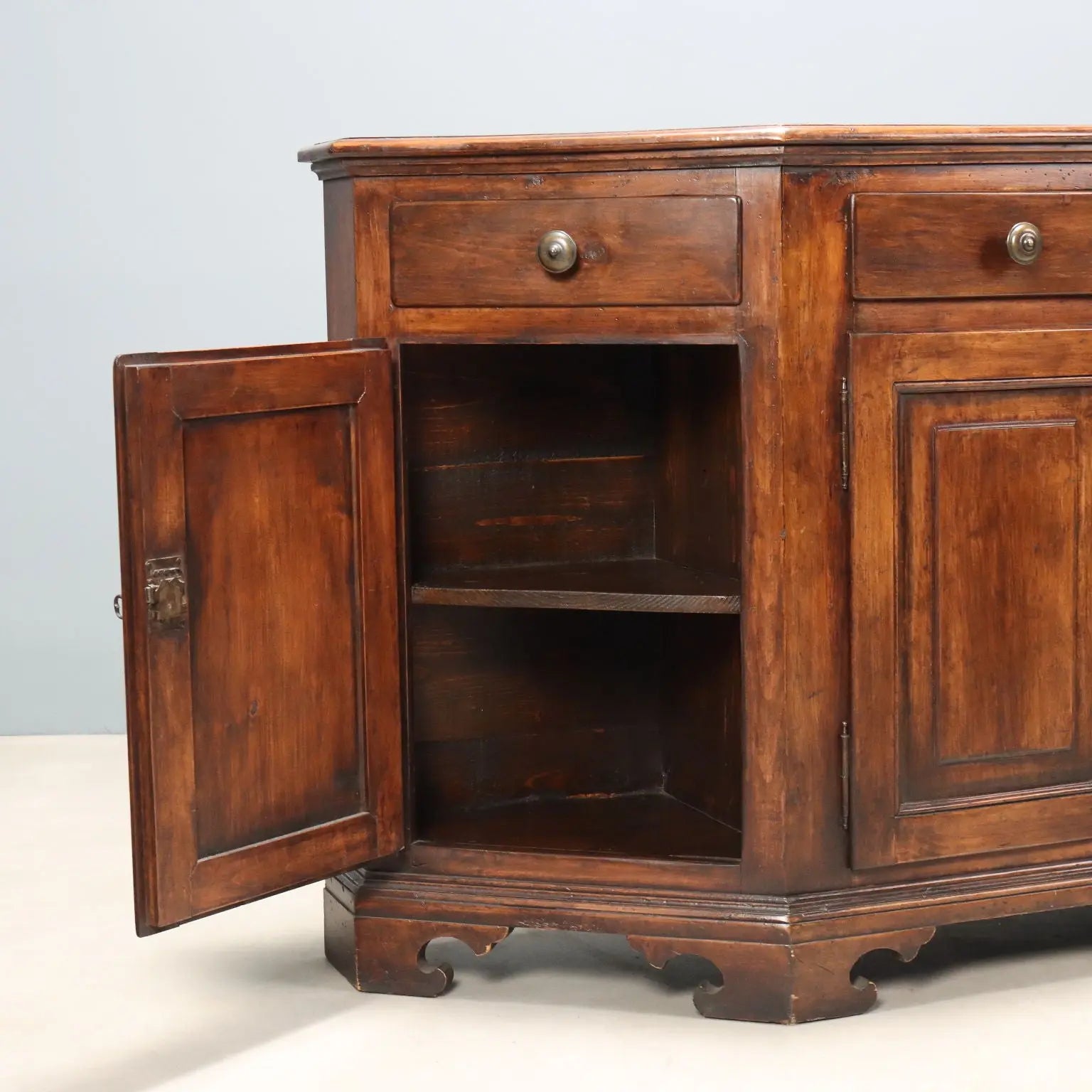 Antique Cupboard Walnut Painted Beech Italy XX Century