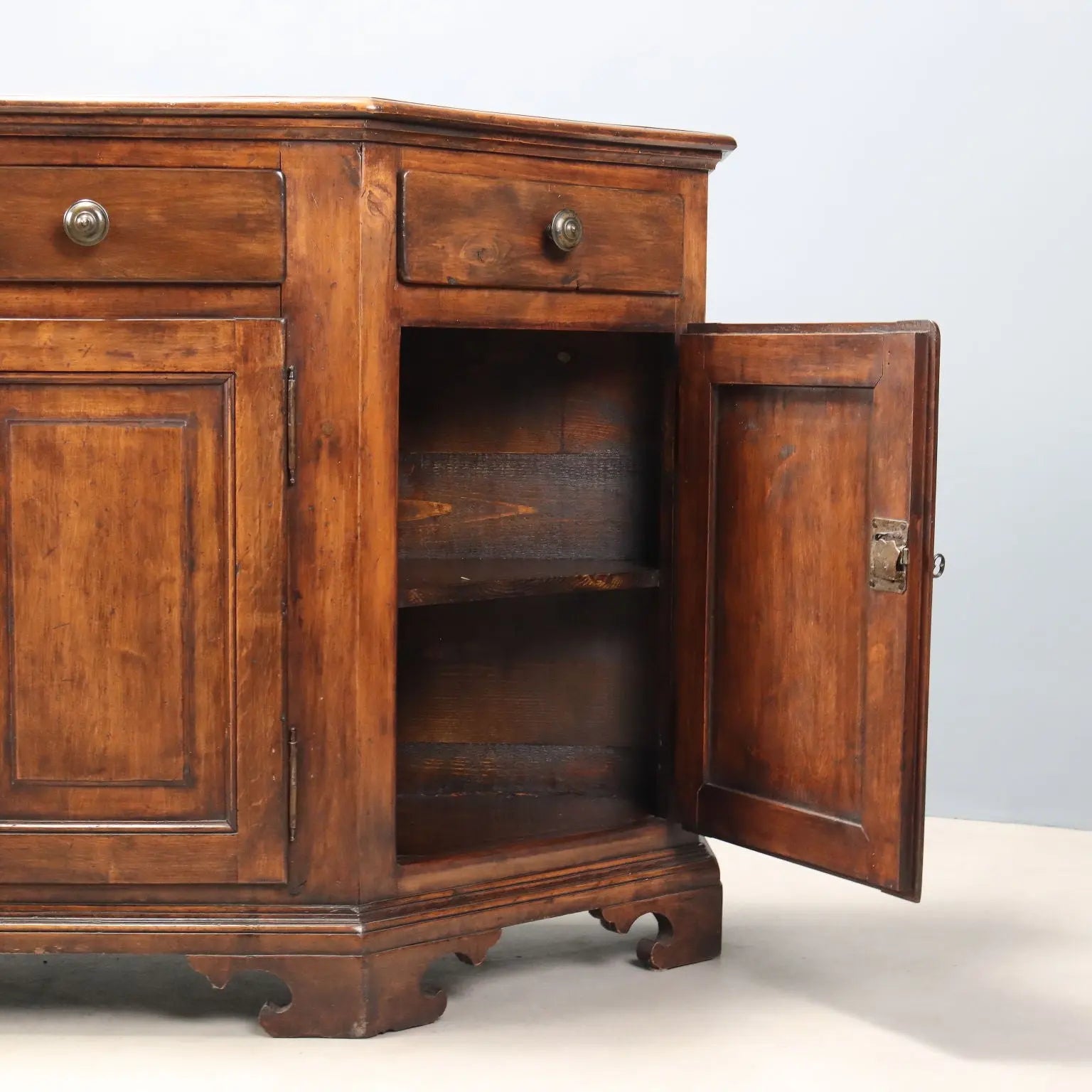 Antique Cupboard Walnut Painted Beech Italy XX Century