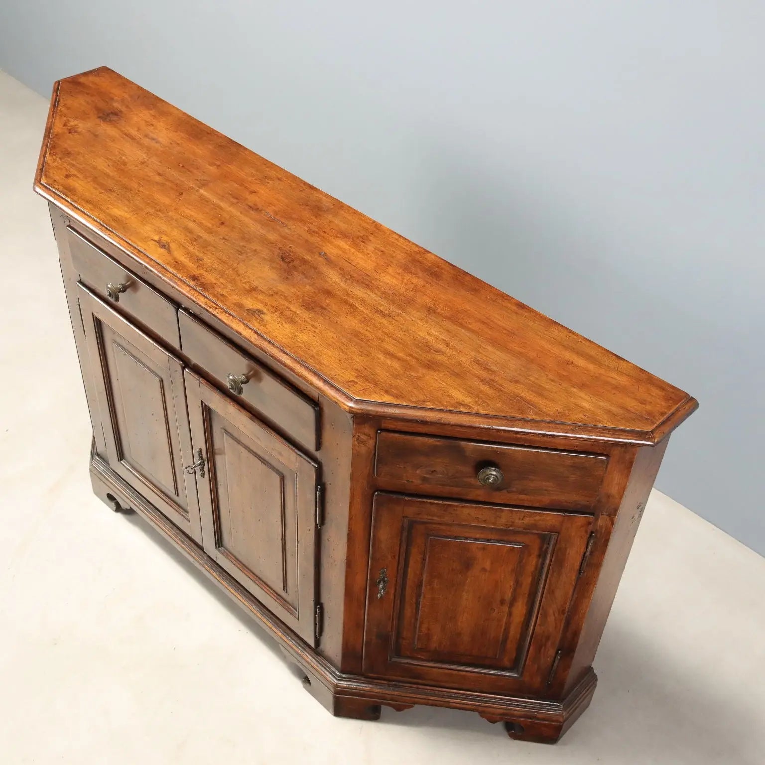 Antique Cupboard Walnut Painted Beech Italy XX Century