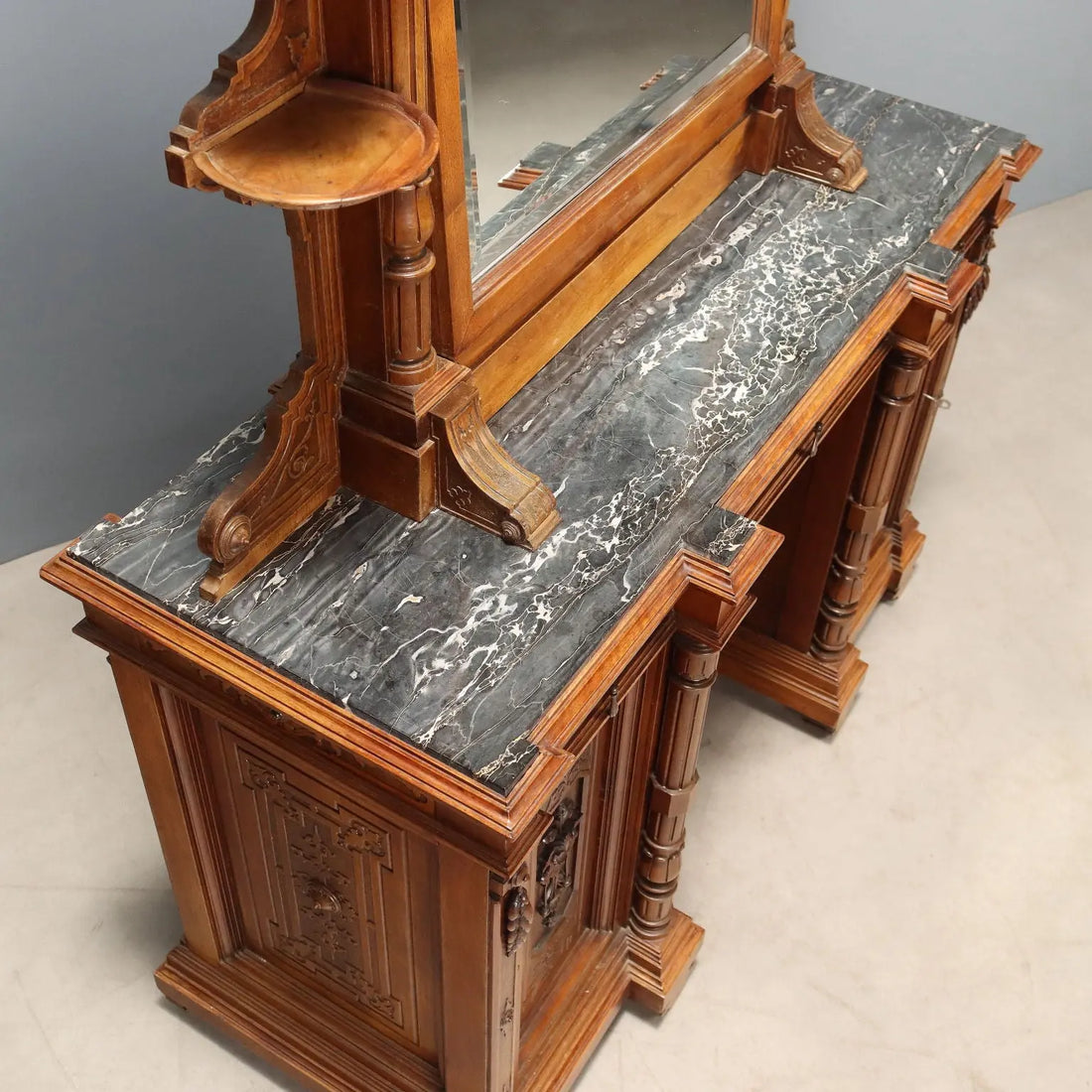 Antique Dressing Table Walnut Marble 3 Drawers XIX Century - Lombardy, Late XIX Century | Antiques | Cupboards