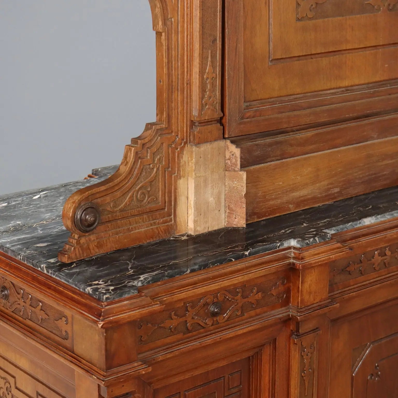 Antique Dressing Table Walnut Marble 3 Drawers XIX Century - Lombardy, Late XIX Century | Antiques | Cupboards