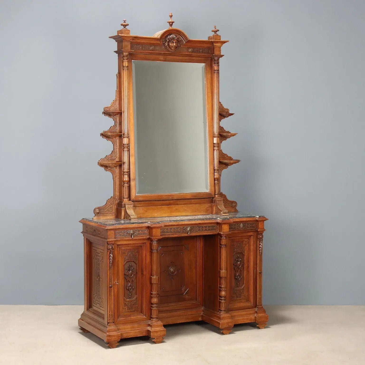 Antique Dressing Table Walnut Marble 3 Drawers XIX Century - Lombardy, Late XIX Century | Antiques | Cupboards